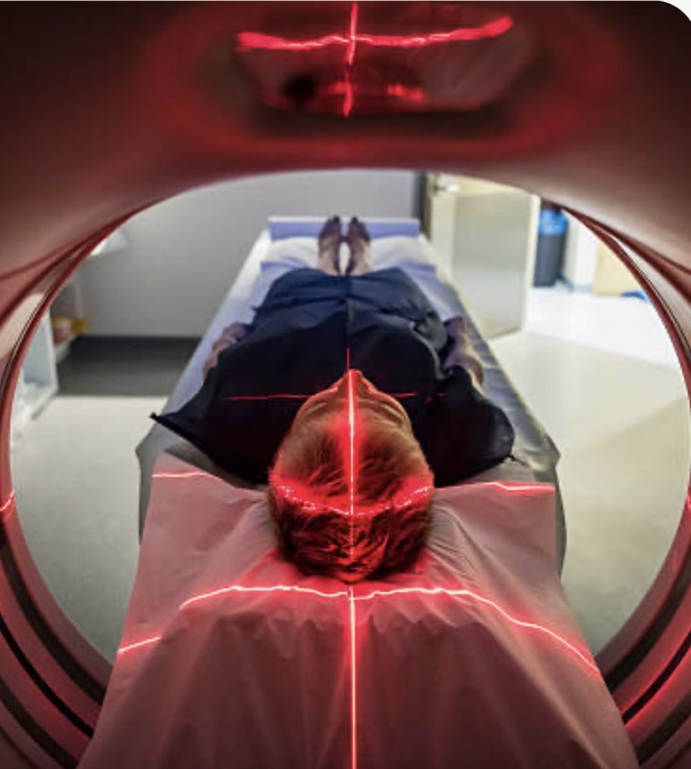 Patient positioning laser inside an MRI scanner