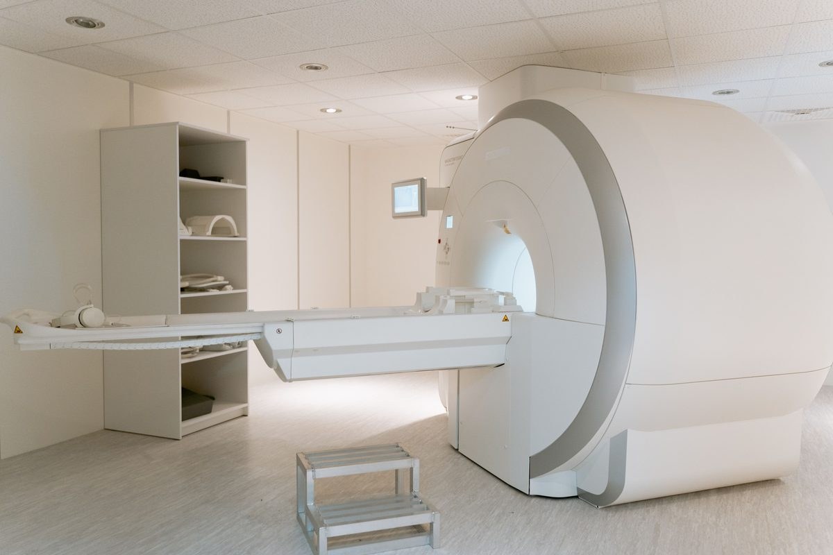 MRI scanner inside a clinical imaging suite